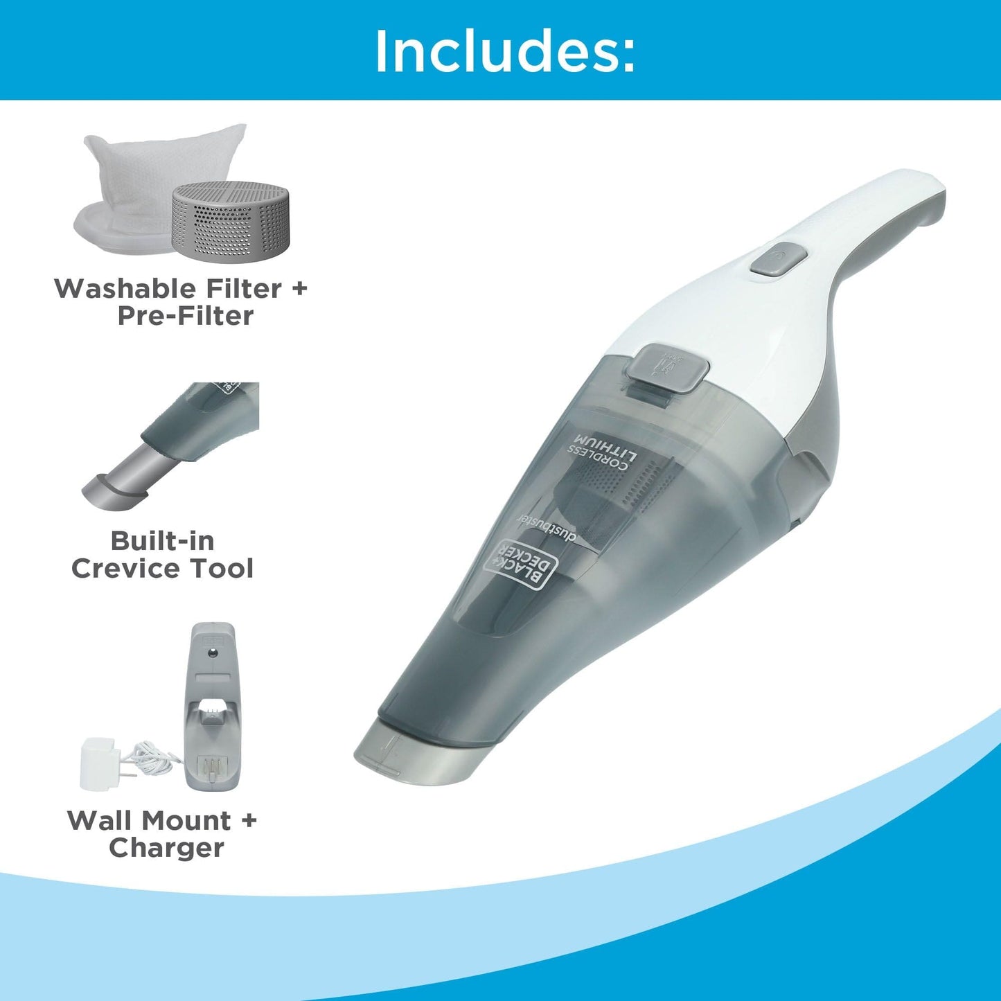 BLACK+DECKER dustbuster QuickClean Cordless Handheld Vacuum (HNVC215B10) BLACK+DECKER