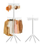 VewePata Foldable Clothes Drying Rack - 2 Tier Laundry Drying Rack, Portable Clothing Rack with Rotating Clothes Rail with 24 Clips and 3 Rotatable Arms, Suitable for Flats and Small Rooms VewePata