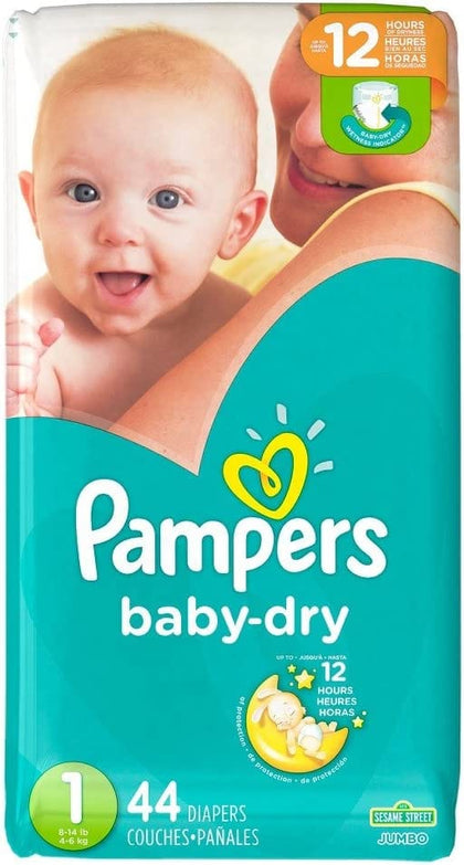 Pampers Baby-Dry, Diapers, Size 1, 44 Count - 03700086208