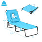 Giantex Outdoor Chaise Lounge Chair - Folding Beach Chair with 5 Adjustable Positions, Hole, Detachable Pillow, Hand Ropes, Lounger for Sunbathing, Poolside, Yard, Patio Lawn Chair ebuys