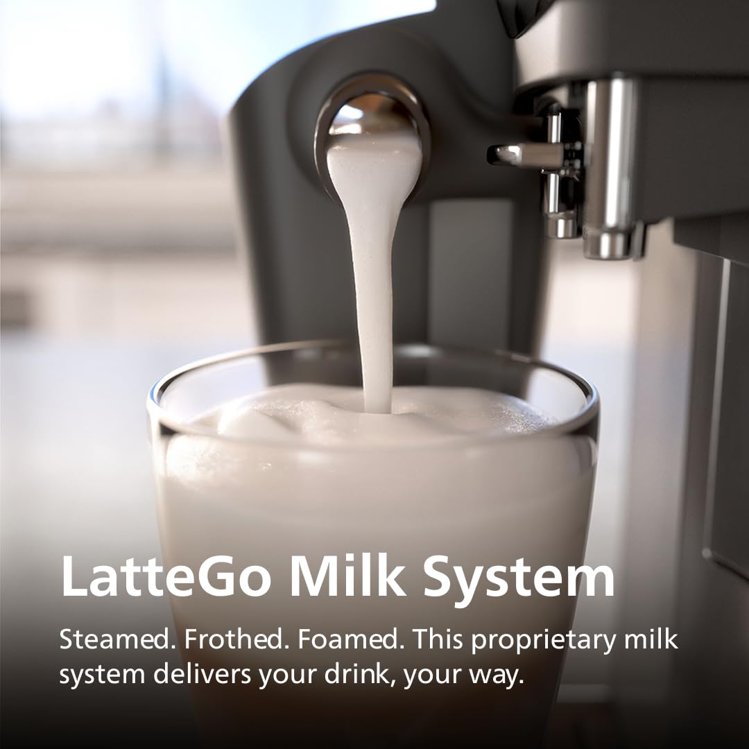 Philips 3200 Series Fully Automatic Espresso Machine, LatteGo Milk Frother, 5 Coffee Varieties, Intuitive Touch Display, 100% Ceramic Grinder, AquaClean Filter, My Coffee Choice, Black (EP3241/54) Philips