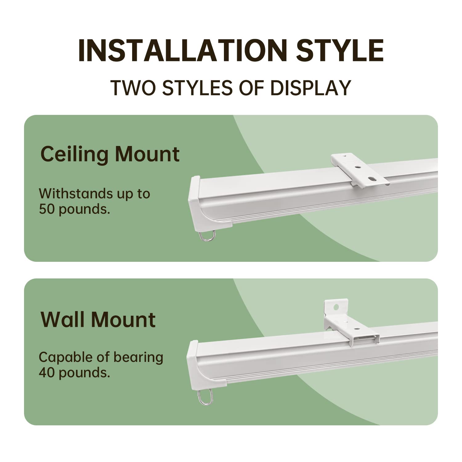MaKefeile Ceiling Curtain Tracks 9FT,Curtain Track Wall Mount,Ceiling Mounted Sliding Door Curtains Rails Outdoor Extra Long Curtains Rod Room Divider Track for Living Bedroom with Hooks,White MaKefeile