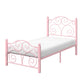 VECELO Twin Size Bed Frame with Headboard and Footboard, Heavy Duty Metal Slat Support, Platform Mattress Foundation, No Box Spring Needed, Easy Assembly, Pink VECELO
