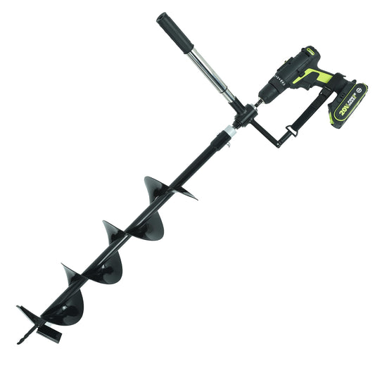 Earth Auger - 6" Wide x 32" Deep - Electric Post Hole Digger - Handles - Hole Digger for Fence Posts MightyPhine