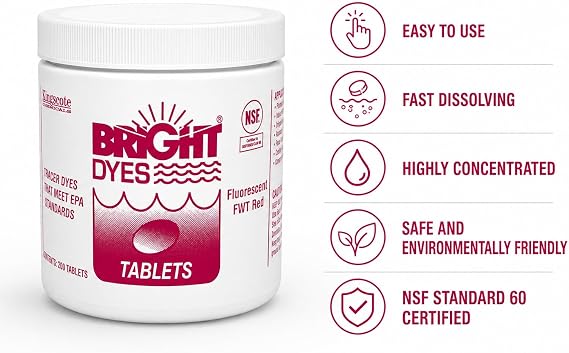 Fluorescent FWT Red Tracer Dye Tablets - 200 Count ebuystt