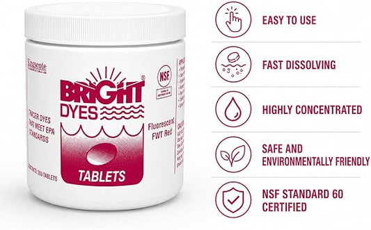 Fluorescent FWT Red Tracer Dye Tablets - 200 Count ebuystt