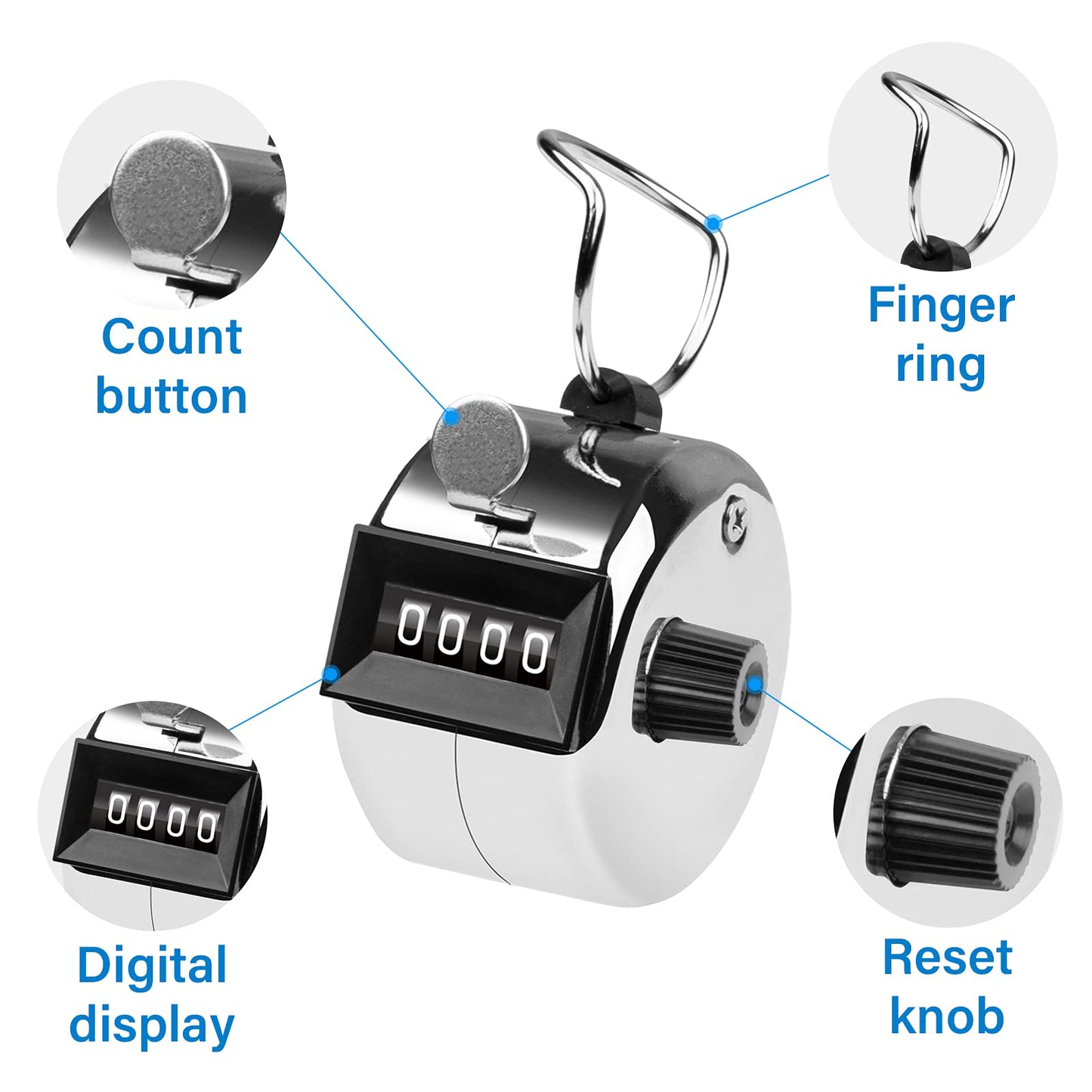 SDARMING Tally Counter, 4-Digit Clicker Counter, Metal Hand Tally Counters Clicker Pitch Counter for Counting, Knitting, Coaching, Golf, Lap, Fishing SDARMING