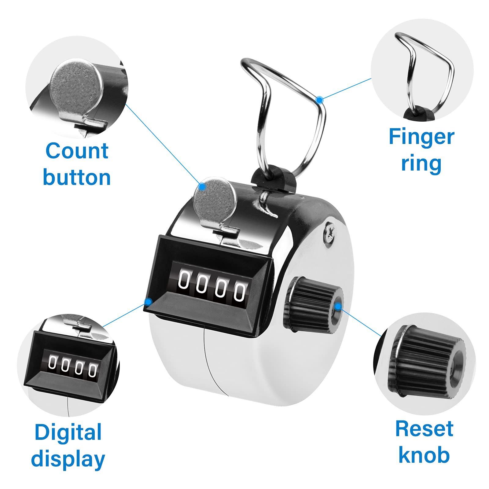 SDARMING Tally Counter, 4-Digit Clicker Counter, Metal Hand Tally Counters Clicker Pitch Counter for Counting, Knitting, Coaching, Golf, Lap, Fishing SDARMING