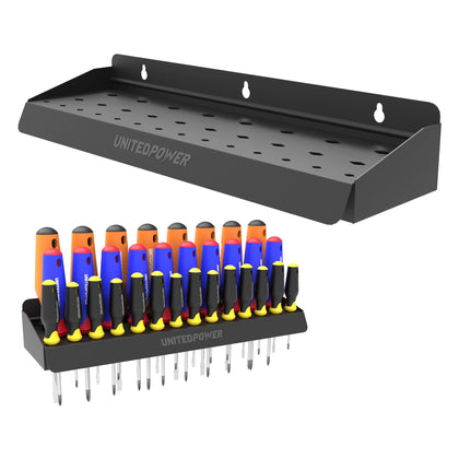 UNITEDPOWER Screwdriver Holder, Wall Mount Storage Rack Organizer for Workshop, Shed, Garage, Home, Stores up to 32 Screwdrivers or Small Tools