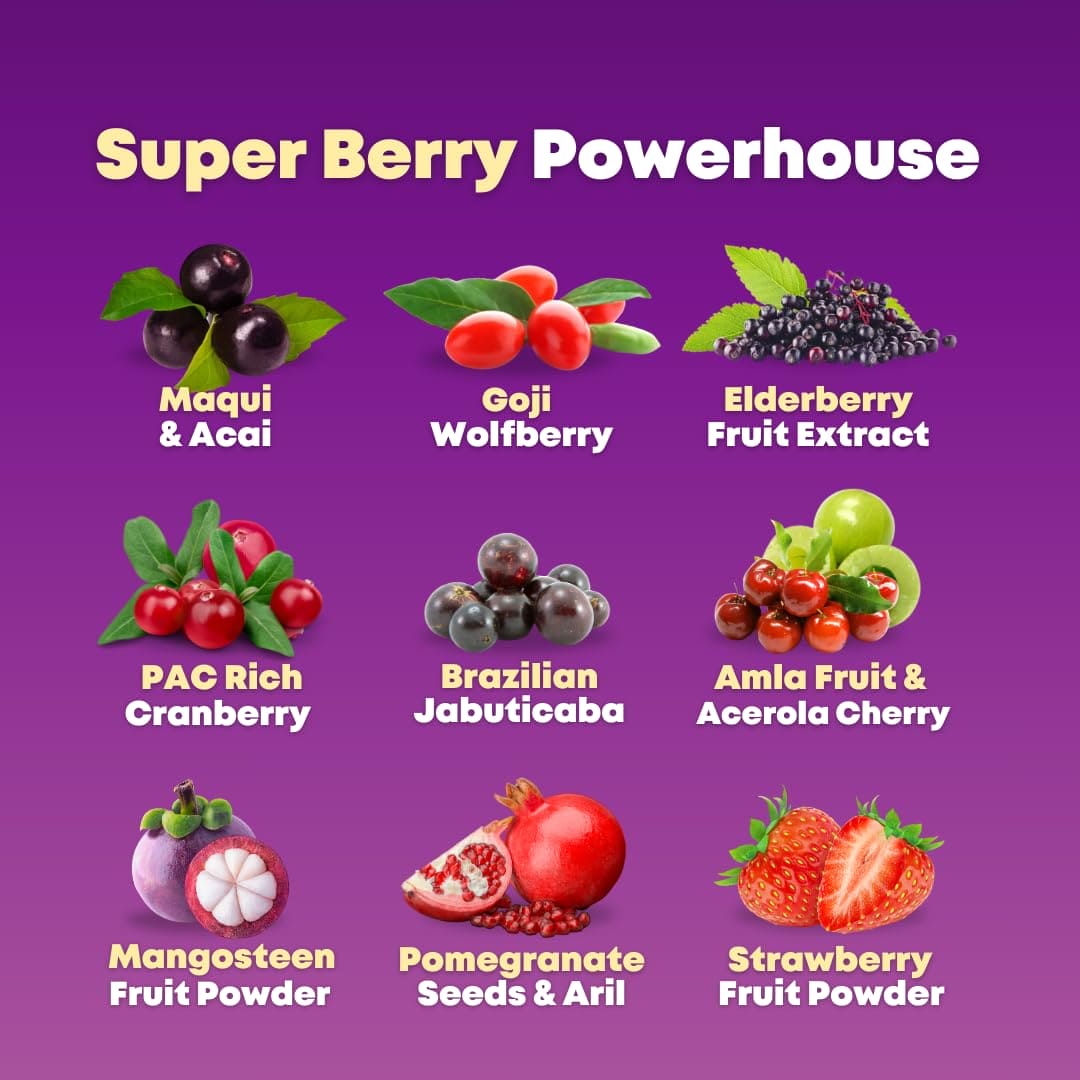 Organic Super Maqui Berry Capsules - Superfood Powder - Elderberry Extract, Cranberry, Pomegranate, Acai - Dry Eye & Tear Support, Gut Health, Skin - 60 Vegan Capsules, Non GMO, Gluten Free Supplement SOLNUVI