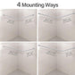 Yampos L Shaped Corner Shower Curtain Rod, 24" - 53" x 24" - 53" Adjustable 90 Degree Curved Bathroom Rod Square Rail No Sag with 12 Hooks & Ceiling Support - Silver Gray Yampos