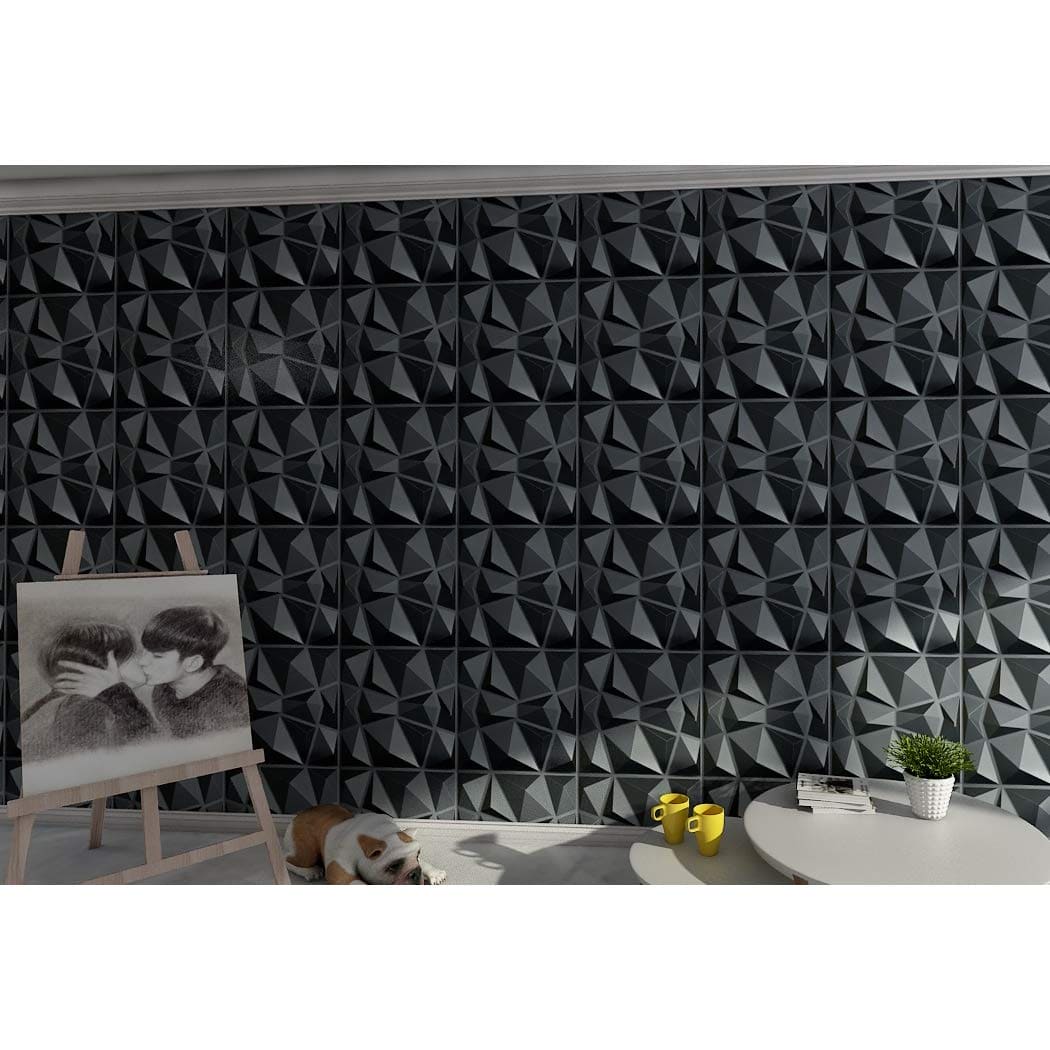 Art3d 3D Paneling Textured 3D Wall Design, Black Diamond, 19.7" x 19.7" (12 Pack) Art3d
