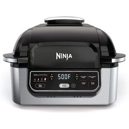 Ninja AG301 Foodi 5-in-1 Indoor Electric Grill with Air Fry, Roast, Bake & Dehydrate - Programmable, Black/Silver