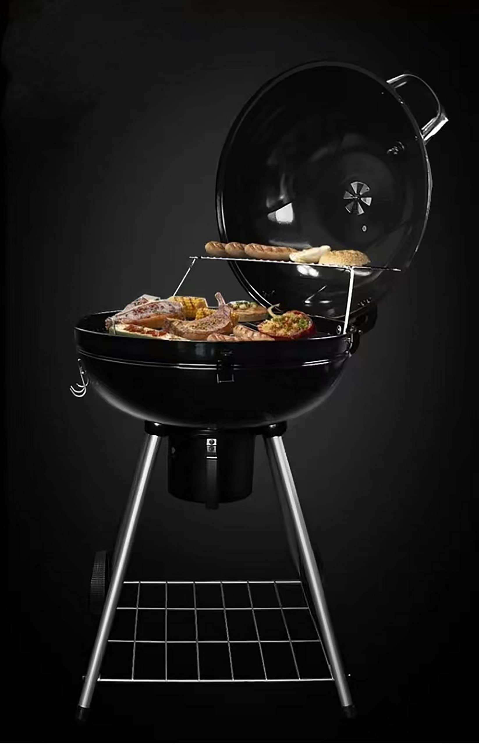 SENYANPAi 22 -inch Portable Kettle Charcoal Grill with Stainless Steel Stands and two Wheels，Smoked BBQ Grill，Outdoor Camping Barbecue Charcoal Grill for Garden ，Backyard Cooking ，Picnic Traveling SENYANPAI