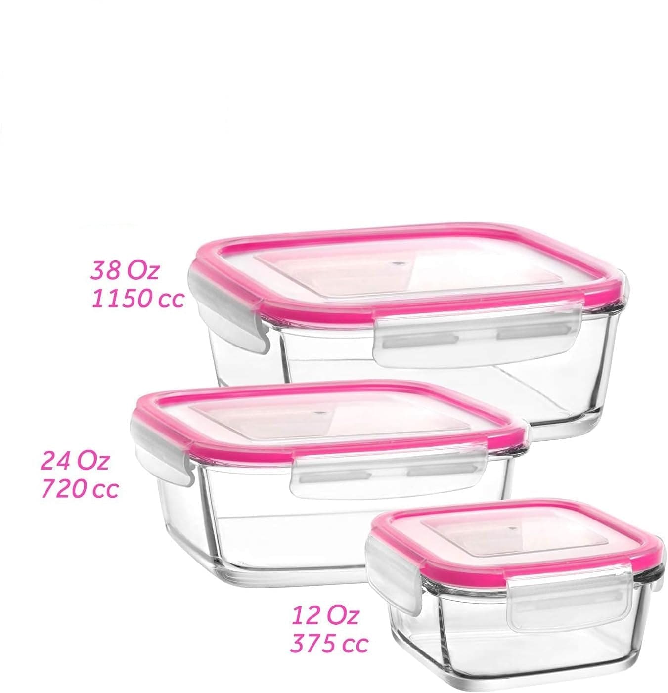 UMI UMIZILI Set of 12 Pink Glass Food Storage Containers, Meal