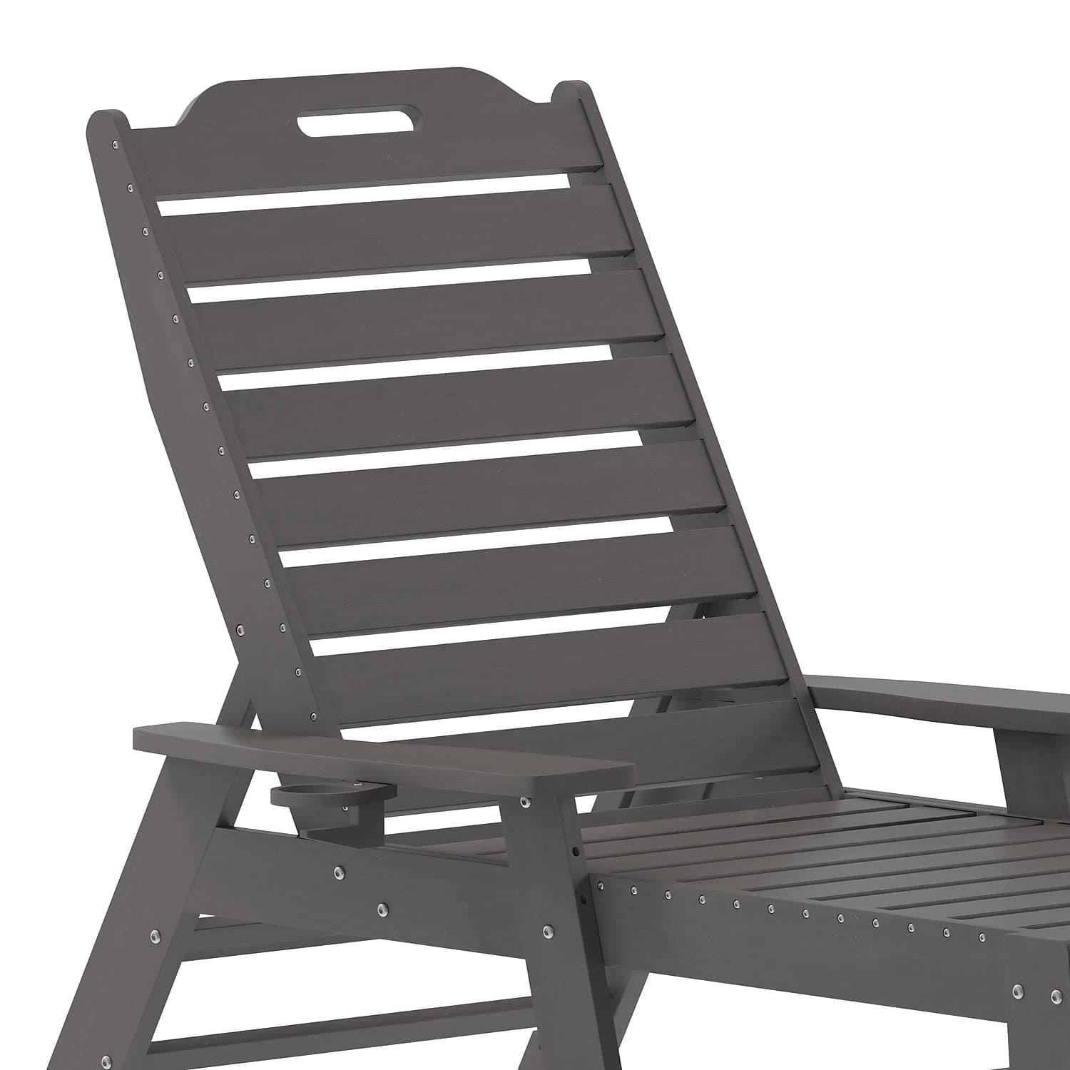 Flash Furniture Monterey Adjustable Adirondack Lounger with Cup Holder- All-Weather Indoor/Outdoor HDPE Lounge Chair, Gray ebuys