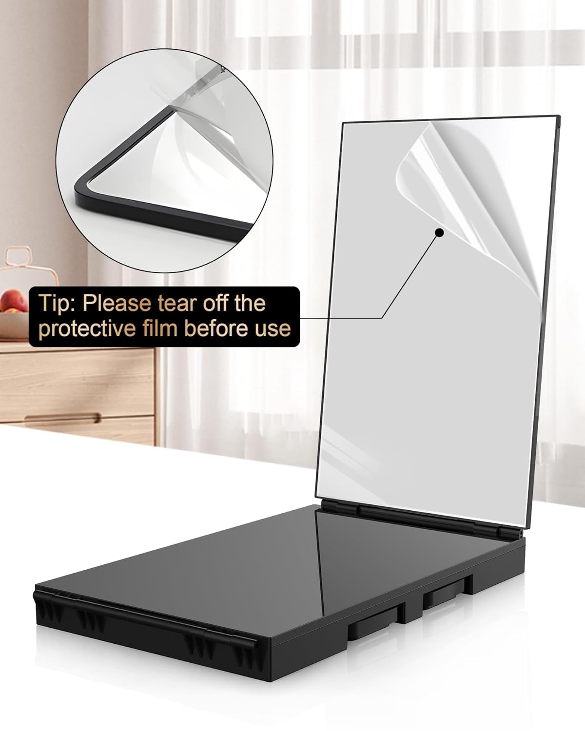 JUSRON 360 Viewing Angle Self Hair Cutting Mirror, Clear Anti-Fog HD Glass Ebuystt
