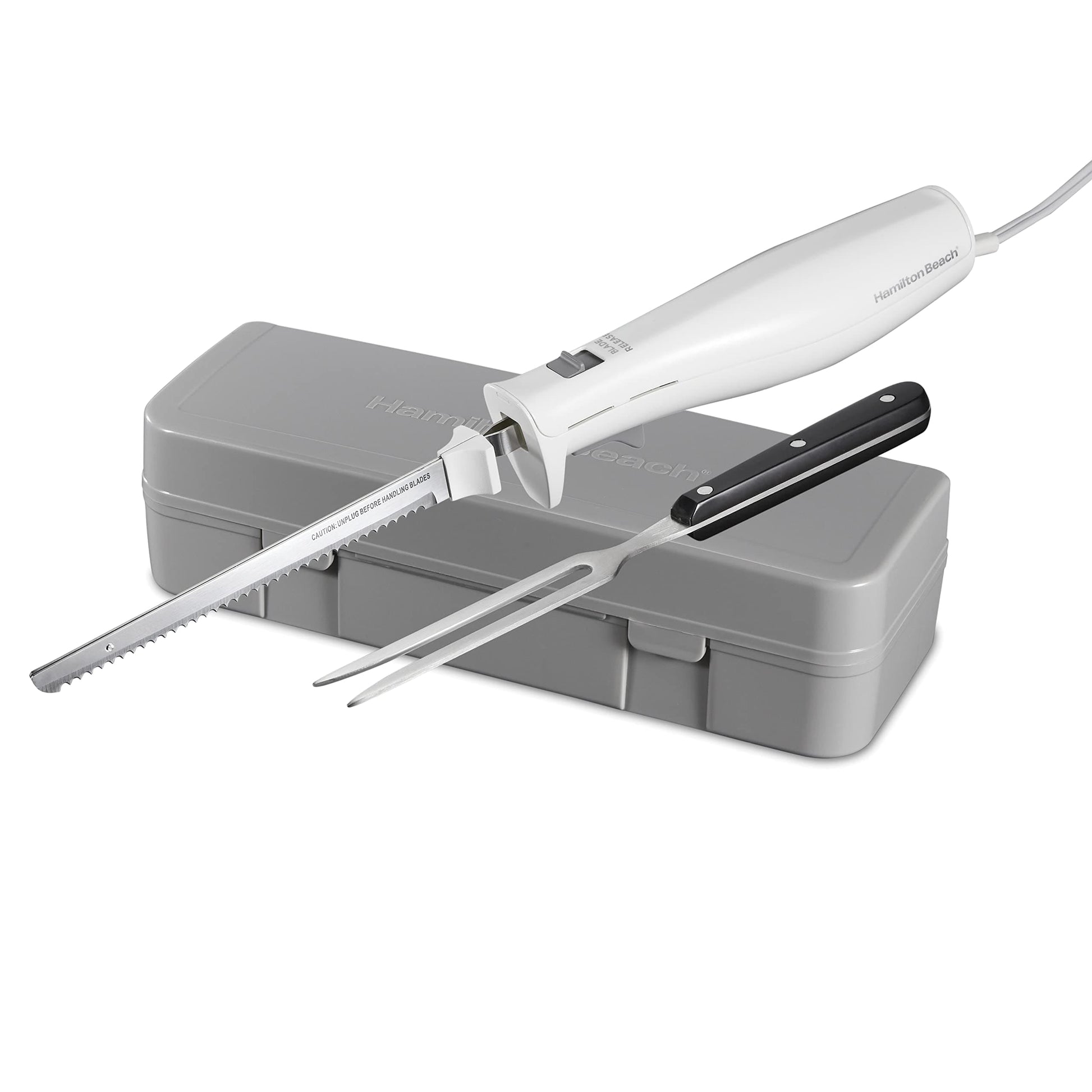 Hamilton Beach Electric Knife Set with Reciprocating Serrated Blades, Storage Case, Fork - For Carving Meats, Bread, Foam, More EBUYSTT