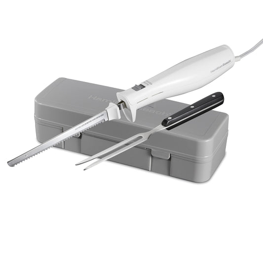 Hamilton Beach Electric Knife Set with Reciprocating Serrated Blades, Storage Case, Fork - For Carving Meats, Bread, Foam, More EBUYSTT