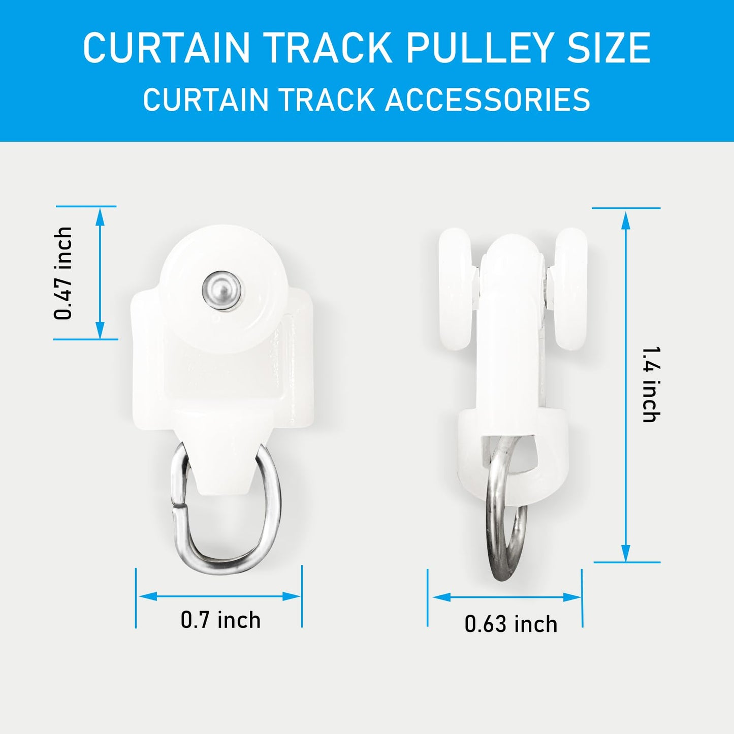 Hoeflife Curtain Track Pulleys, 20PCS White hoeflife