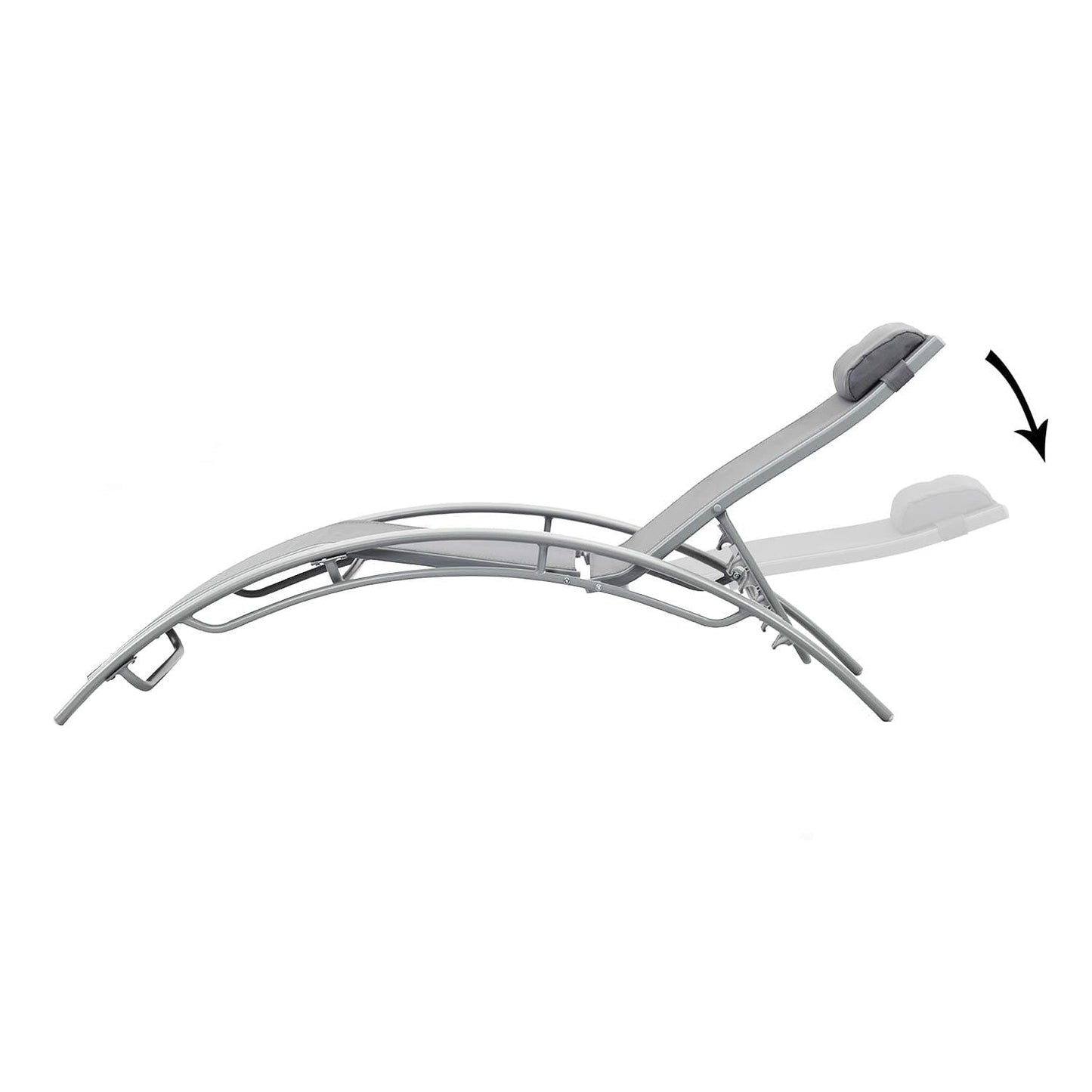 Outdoor Patio Lounge Chairs Aluminum Pool Chaise Lounges Adjustable for All Weather for Beach Backyard（2-Pack Gray ebuys