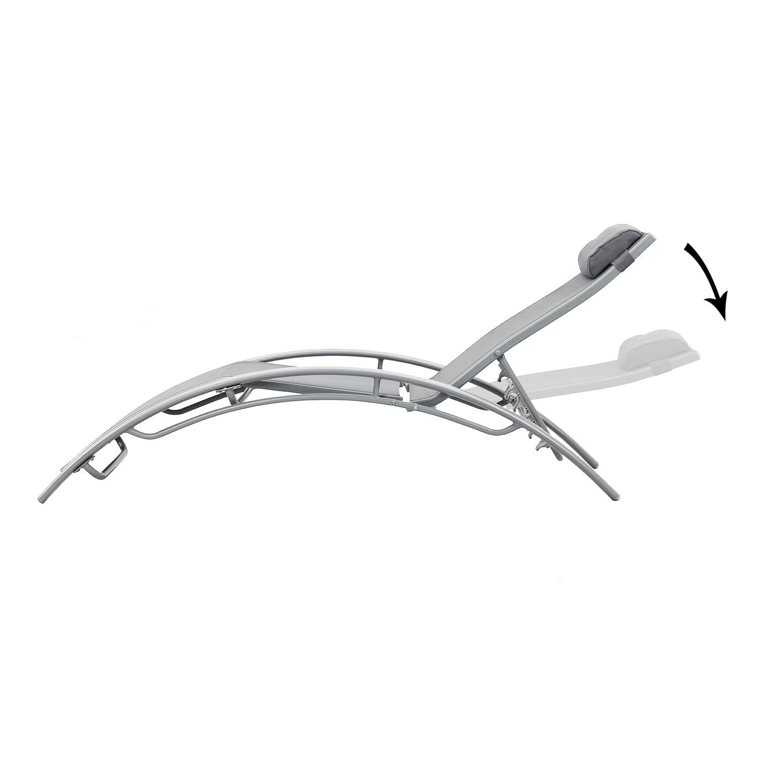 Outdoor Patio Lounge Chairs Aluminum Pool Chaise Lounges Adjustable for All Weather for Beach Backyard（2-Pack Gray ebuys