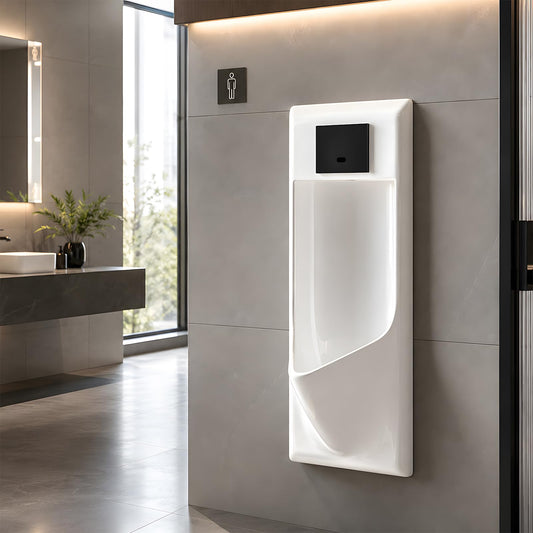 Heliosrider Automatic Sensor Urinal for Men, Wall-Mounted, White Heliosrider