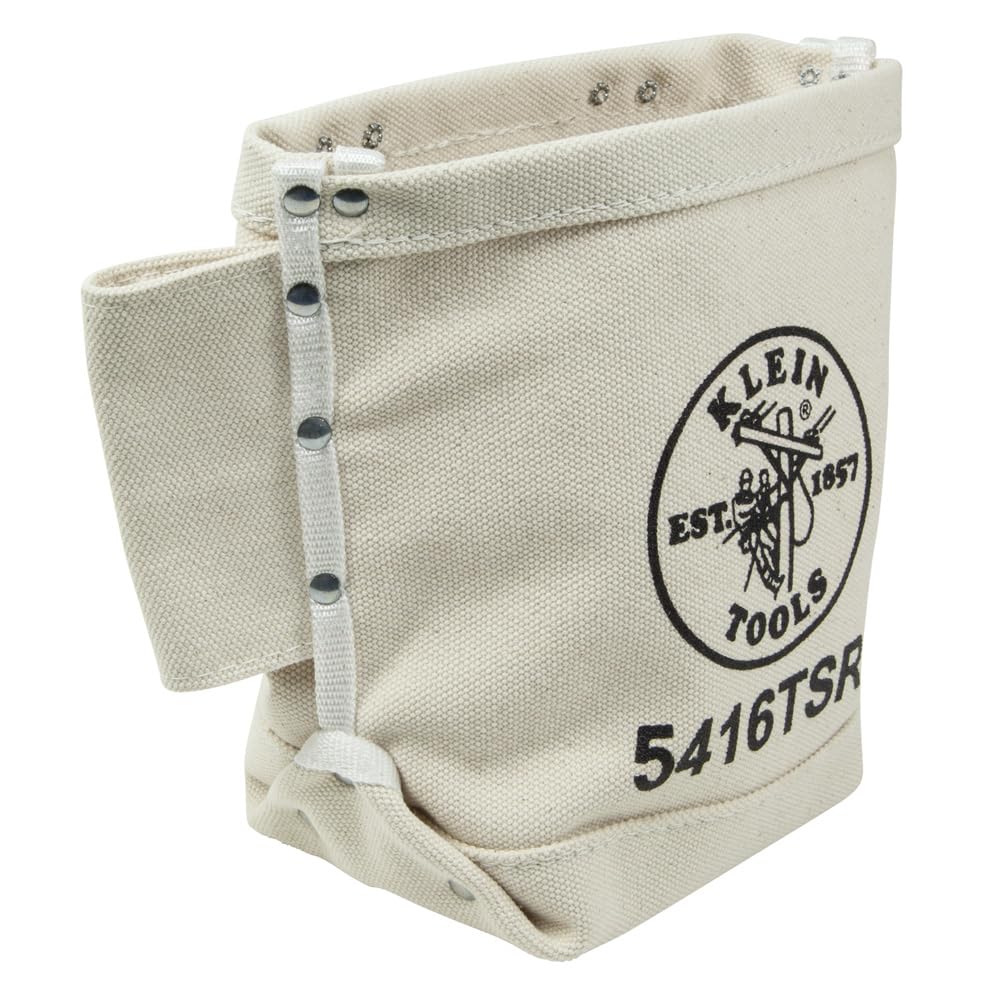 Klein Tools 5416TSR Tool Bag, Bolt Bag with Bull Pin Loops and Drain Holes, Sturdy No. 4 Canvas, Tunnel Loop Connect, 5 x 9 x 10-Inch KLEIN TOOLS
