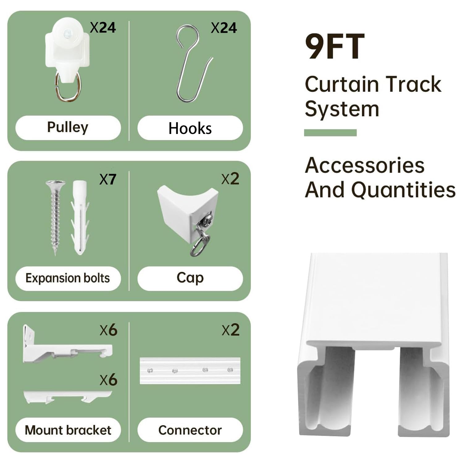 MaKefeile Ceiling Curtain Tracks 9FT,Curtain Track Wall Mount,Ceiling Mounted Sliding Door Curtains Rails Outdoor Extra Long Curtains Rod Room Divider Track for Living Bedroom with Hooks,White MaKefeile