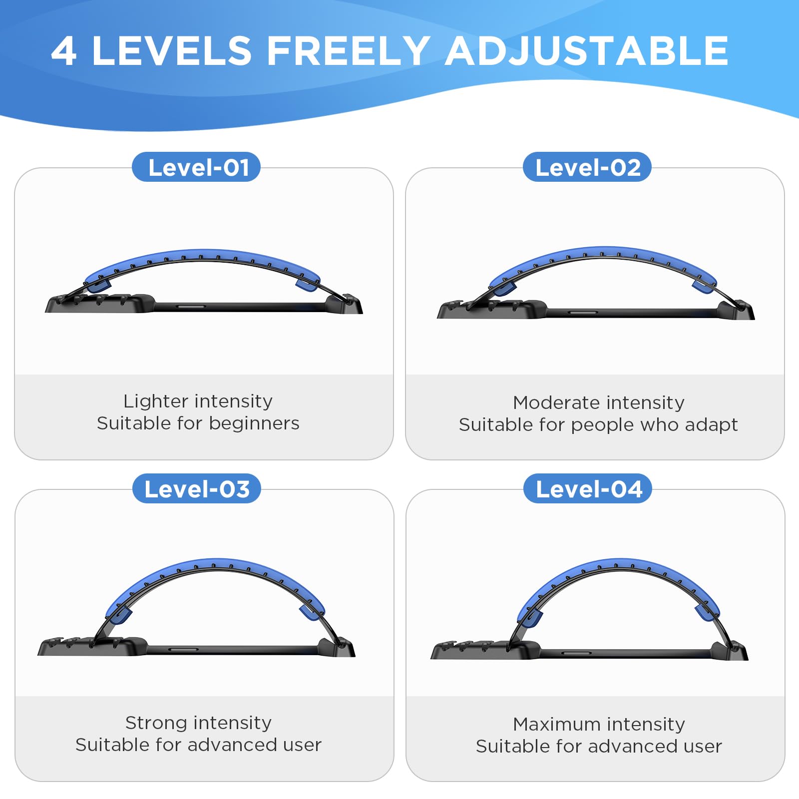 Back Stretcher for Lower Back Pain Relief, 4 Level Adjustable Lumbar Back Cracker Board, Back Cracking Device, Back Massager for Scoliosis, Spine Decompression and Lumbar Decompression(Black) CNYUANFEN
