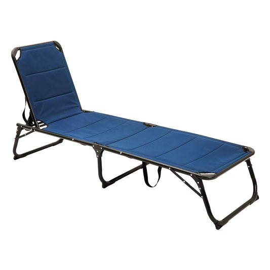 SUNNYFEEL Folding Lounge Chair Patio Chaise, Outdoor Portable Sun Lounger, Folding Camping Cot, with Adjustable Backrest and Removable Pillow for Outside Beach, Sunbathing, Pool, Lawn, Deck ebuys