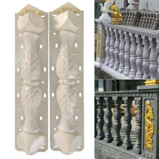 BRAVECOW 2PCS Balustrades Mold European Roman Column Mouldor Front Rear Moulds for Concrete Plaster Cement Plastic Casting Garden Balcony Pool Park Fence Decoration (Type 2), White BRAVECOW
