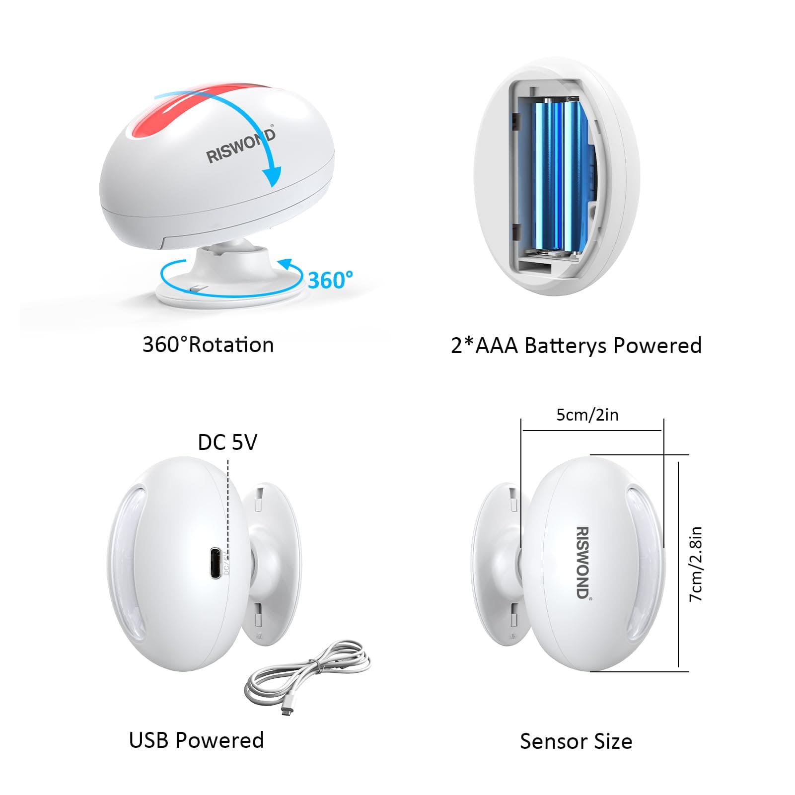 AMHEY Motion Sensor Door Chime, Wireless Motion Detector Alarm Indoor, Business Entry Alert Bell with Buzzer, Doorbell for Home/Garage Door/Store, USB/Battery Powered AMHEY