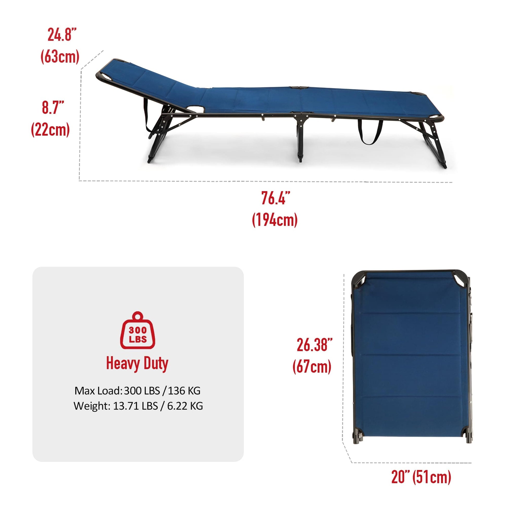 SUNNYFEEL Folding Lounge Chair Patio Chaise, Outdoor Portable Sun Lounger, Folding Camping Cot, with Adjustable Backrest and Removable Pillow for Outside Beach, Sunbathing, Pool, Lawn, Deck ebuys