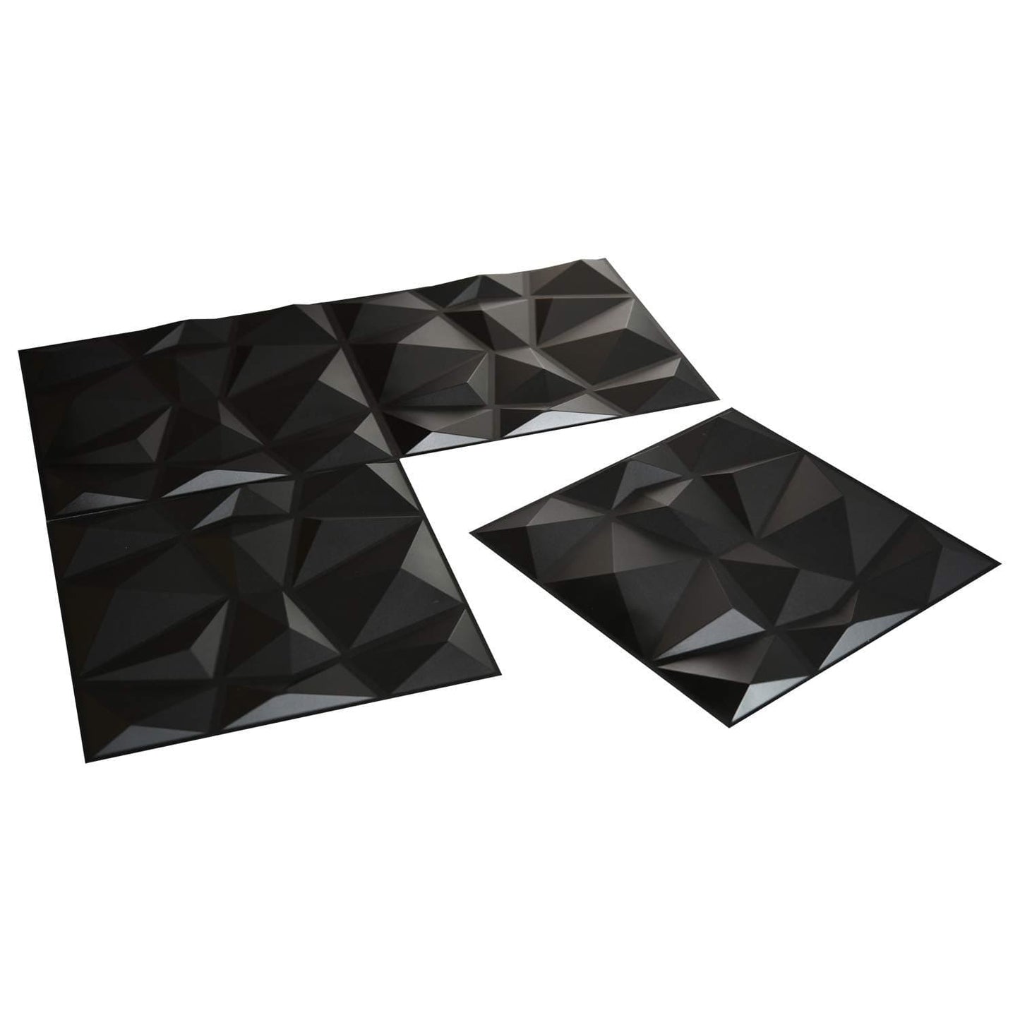 Art3d 3D Paneling Textured 3D Wall Design, Black Diamond, 19.7" x 19.7" (12 Pack) Art3d