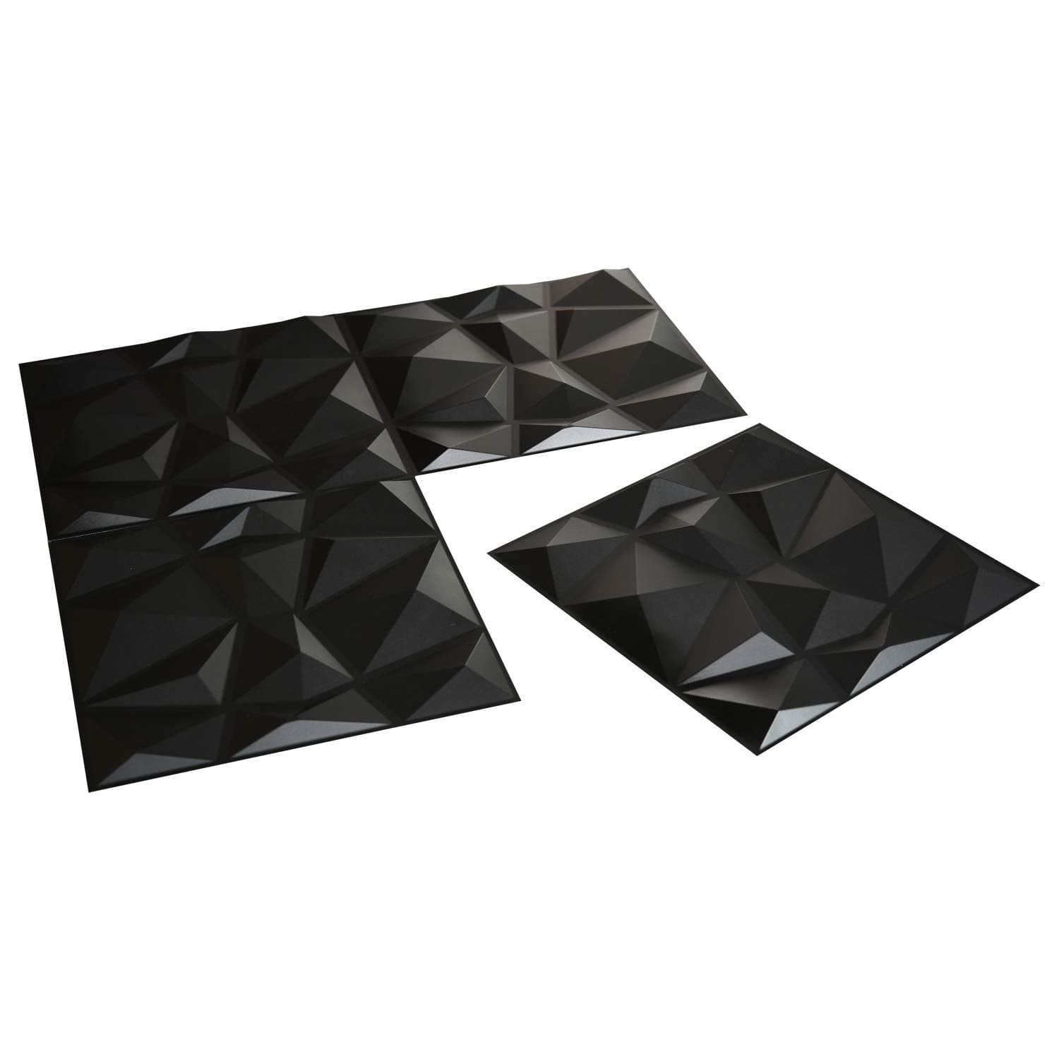 Art3d 3D Paneling Textured 3D Wall Design, Black Diamond, 19.7" x 19.7" (12 Pack) Art3d