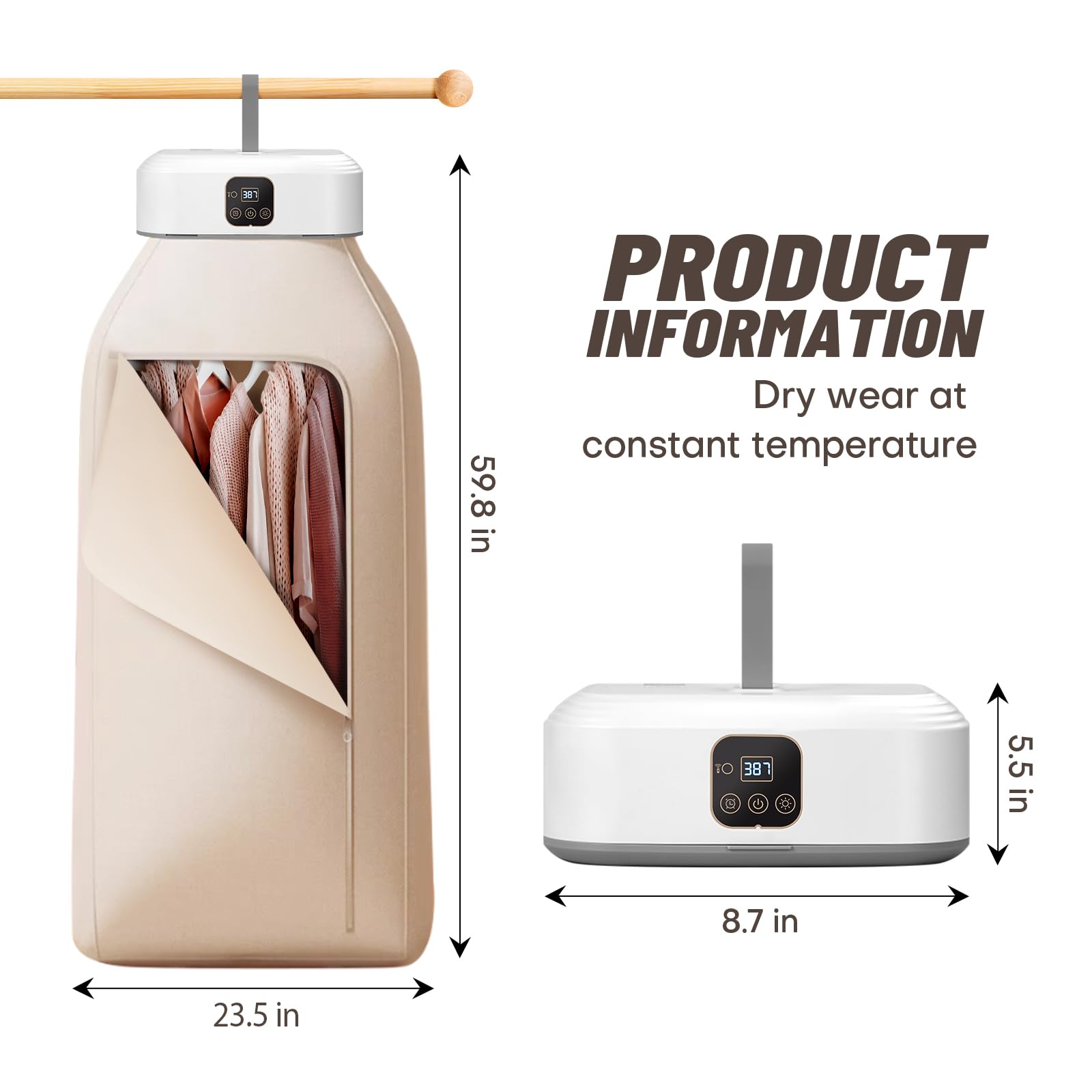 Portable Clothes Dryer，Mini Laundry Dryers with Remote Control, Small Compact Foldable Electric Drying Machine with Dry Bag for Travel,RV, Home,Apartment Rolitwils