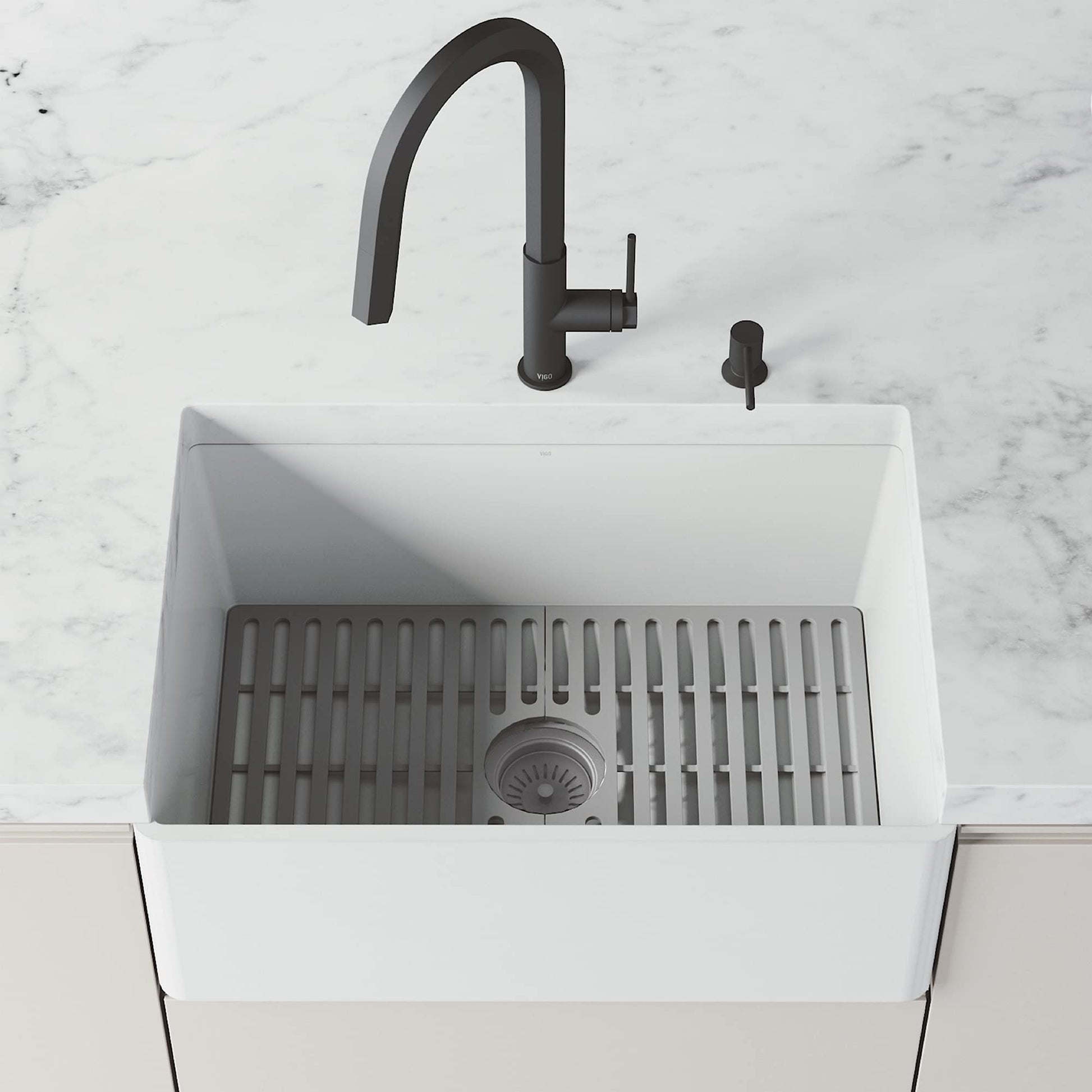 VIGO 24 in. x 15 in. Silicone Kitchen Sink Protective Bottom Grid for Single Bowl 27-in Sink in Gray - VGSG2718 VIGO