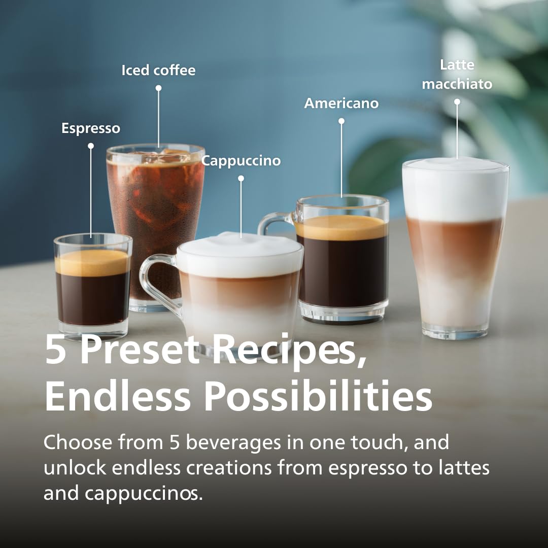 Philips 3200 Series Fully Automatic Espresso Machine, LatteGo Milk Frother, 5 Coffee Varieties, Intuitive Touch Display, 100% Ceramic Grinder, AquaClean Filter, My Coffee Choice, Black (EP3241/54) Philips