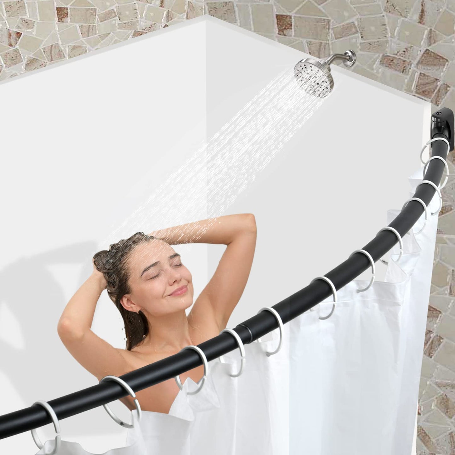 Chrsouly Curved Shower Curtain Rod, Heavy Duty, Adjustable 42-72 inch Chrsouly