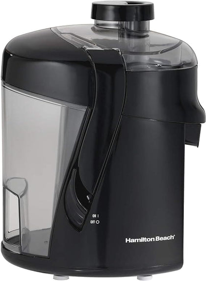 Hamilton Beach HealthSmart Juice Extractor, has a powerful 400-watt motor and durable stainless steel cutter/strainer to juice hearty fruits and vegetables, apples, carrots, pineapples, carrots, celery and more in hefty quantities. - #67500