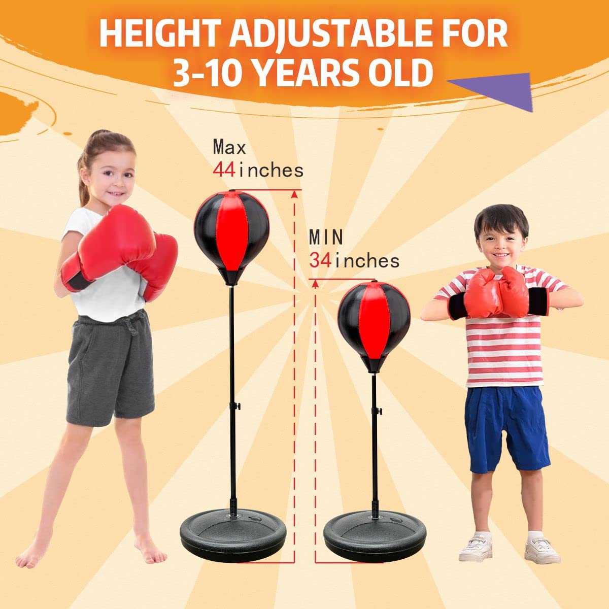 Punching Bag for Kids, 3-12 Adjustable Boxing Equipment with Boxing Gloves, Boxing Set as Boys & Girls Toys Gifts EBUYSTT