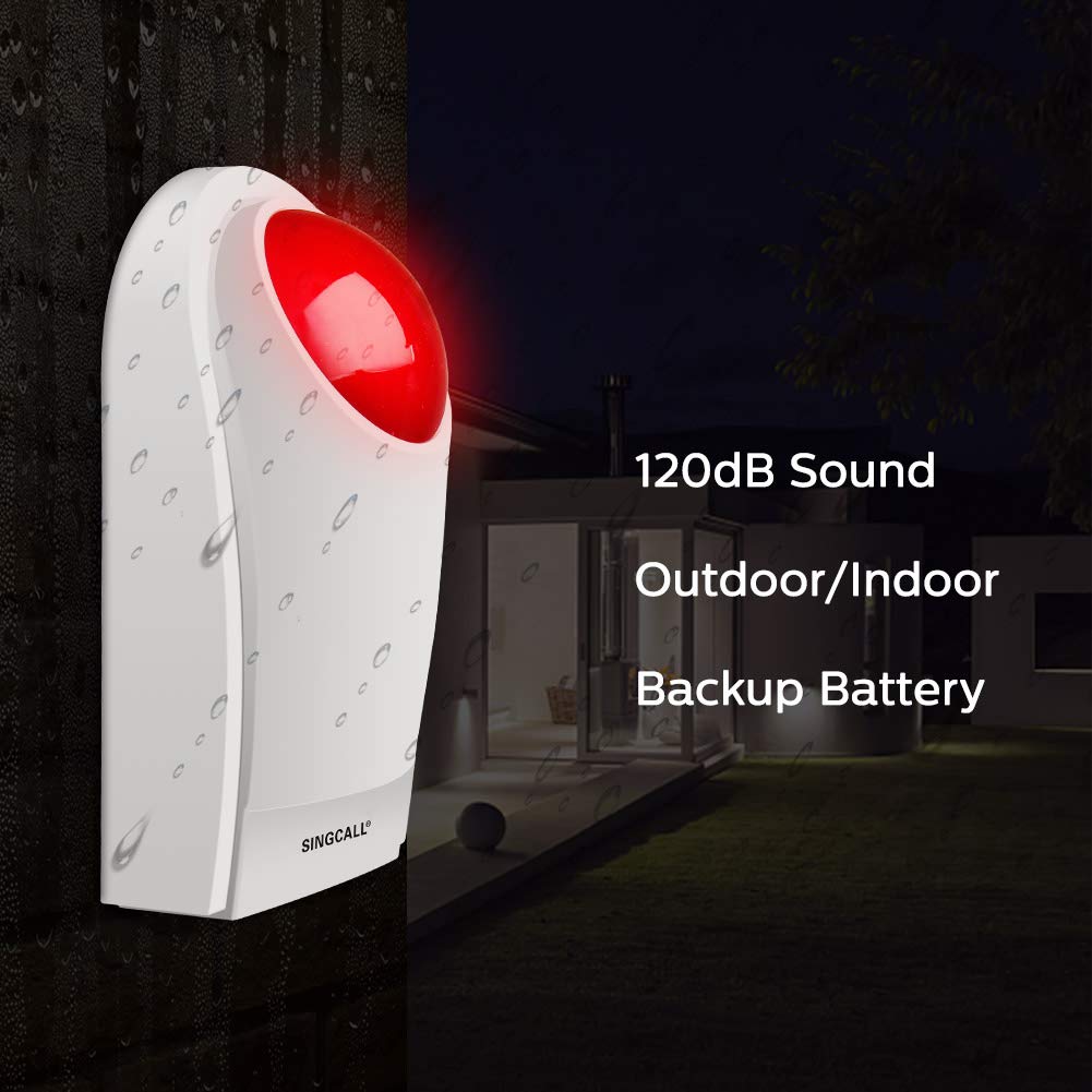 Remote Emergency Strobe Siren Alarm Kit Waterproof Outdoor Loud Panic SOS Warning System for Business Home Shop Hotel School 300ft 1 Red Flashing Siren+ 2 Call Buttons ebuystt
