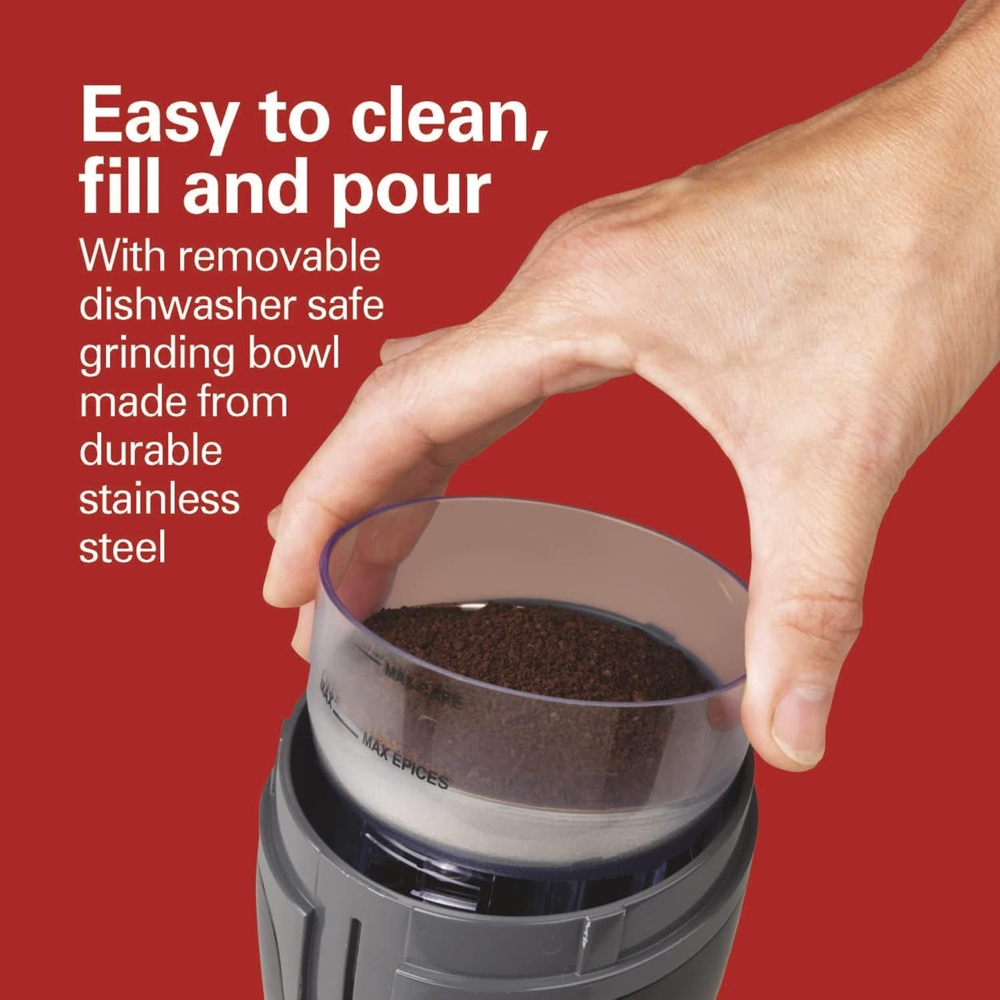 Hamilton Beach Fresh Grind Electric Coffee Grinder - Removable Chamber, Makes up to 12 Cups - Black - Makes it easy to enjoy the taste of freshly ground coffee every morning without a lot of messy cleanup - 80335R Argos Distributors