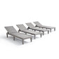 Nestl Patio Chairs - Waterproof Outdoor Chaise Lounge Chair, Set of 4 Adjustable Lawn Chairs, Lightweight Grey Chaise Lounge Outdoor ebuys