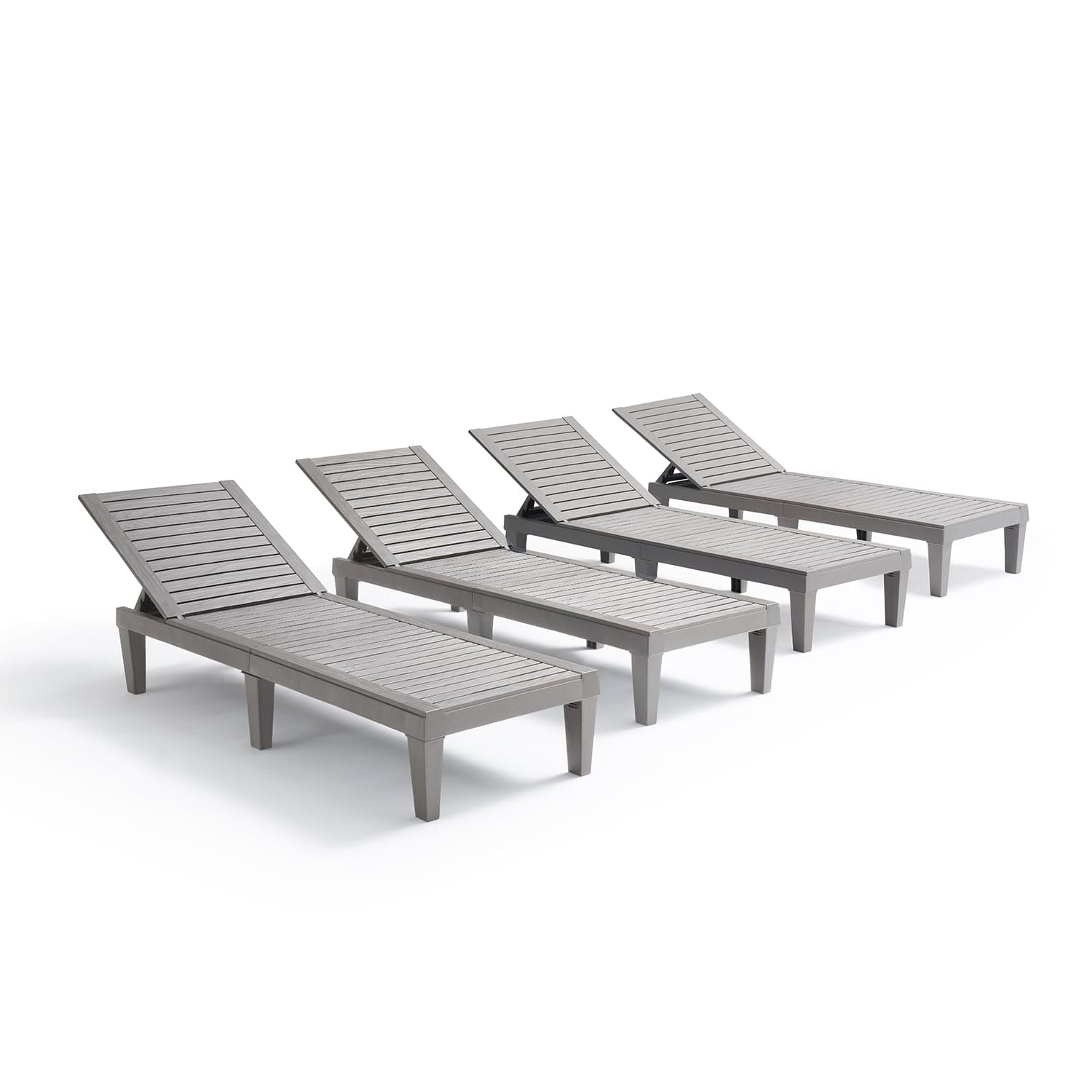 Nestl Patio Chairs - Waterproof Outdoor Chaise Lounge Chair, Set of 4 Adjustable Lawn Chairs, Lightweight Grey Chaise Lounge Outdoor ebuys
