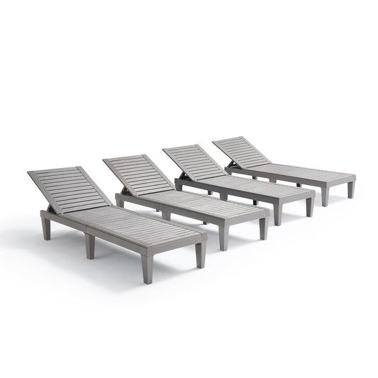 Nestl Patio Chairs - Waterproof Outdoor Chaise Lounge Chair, Set of 4 Adjustable Lawn Chairs, Lightweight Grey Chaise Lounge Outdoor ebuys