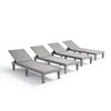 Nestl Patio Chairs - Waterproof Outdoor Chaise Lounge Chair, Set of 4 Adjustable Lawn Chairs, Lightweight Grey Chaise Lounge Outdoor