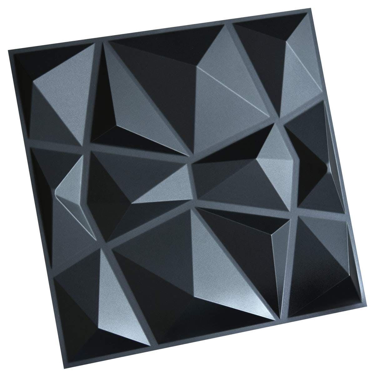 Art3d 3D Paneling Textured 3D Wall Design, Black Diamond, 19.7" x 19.7" (12 Pack) Art3d