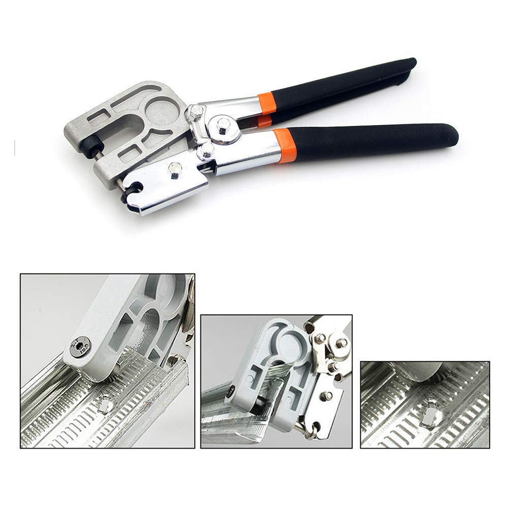 10 Inch High-Carbon Steel Metal Steel Stud Crimper, TPR Handle Stud Crimper Plaster Board Drywall Tool,Punch Lock Framing Fastening Crimping Hand Tool Yuudar